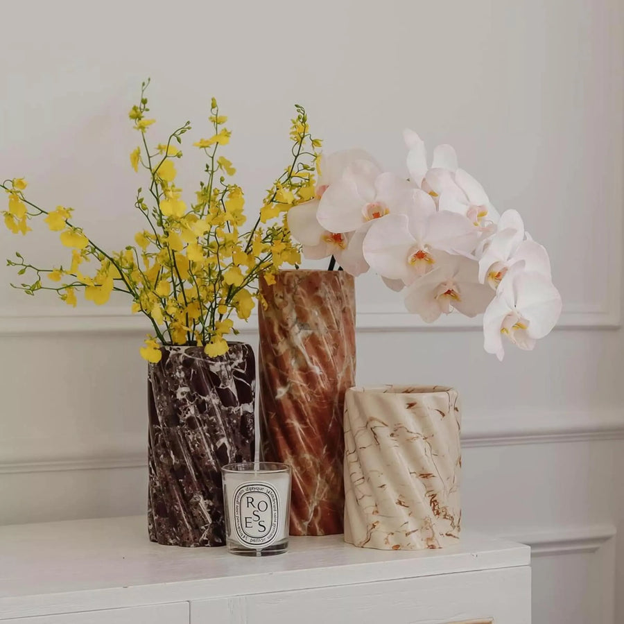 Twist Stone Vase Medium - Sofitel Gold Marble