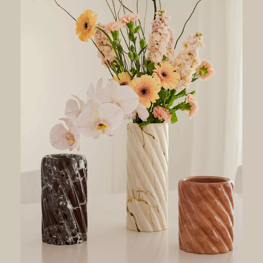 Twist Stone Vase Medium - Sofitel Gold Marble