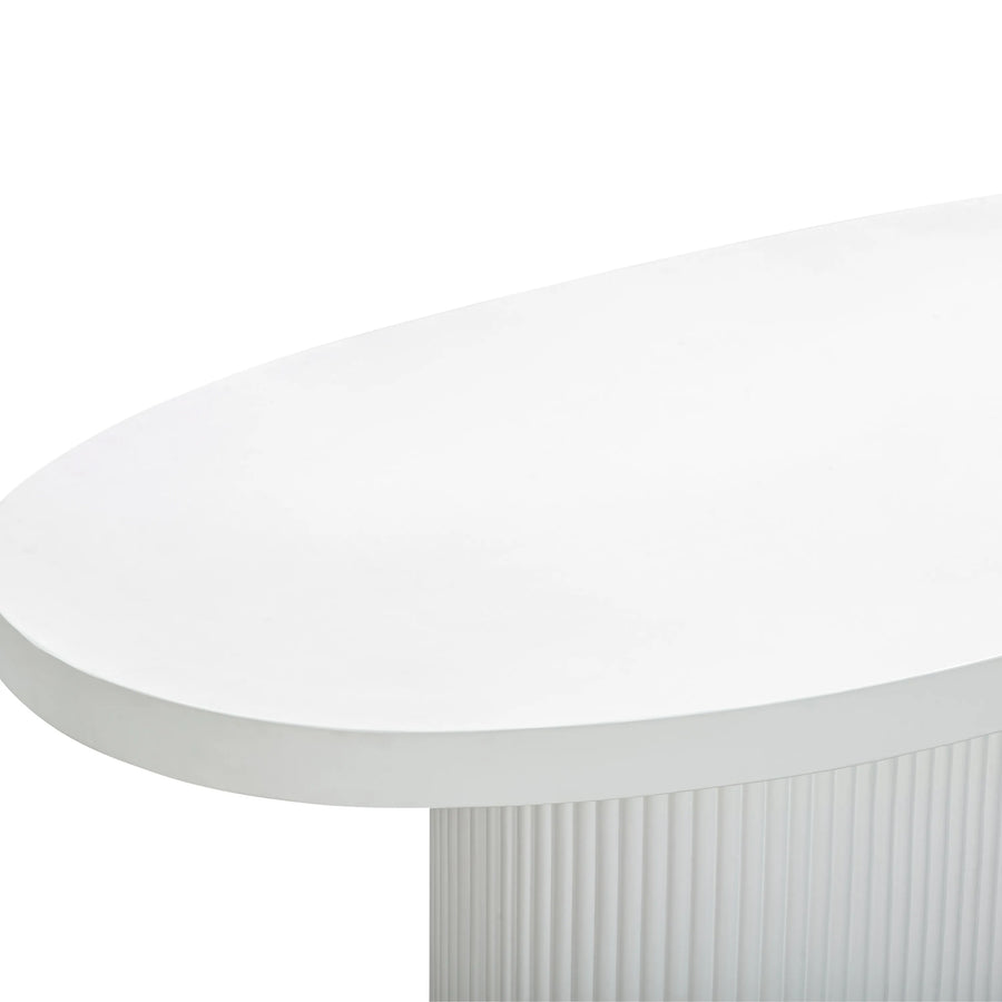 Furrow Outdoor Dining Table 200cm - White Concrete