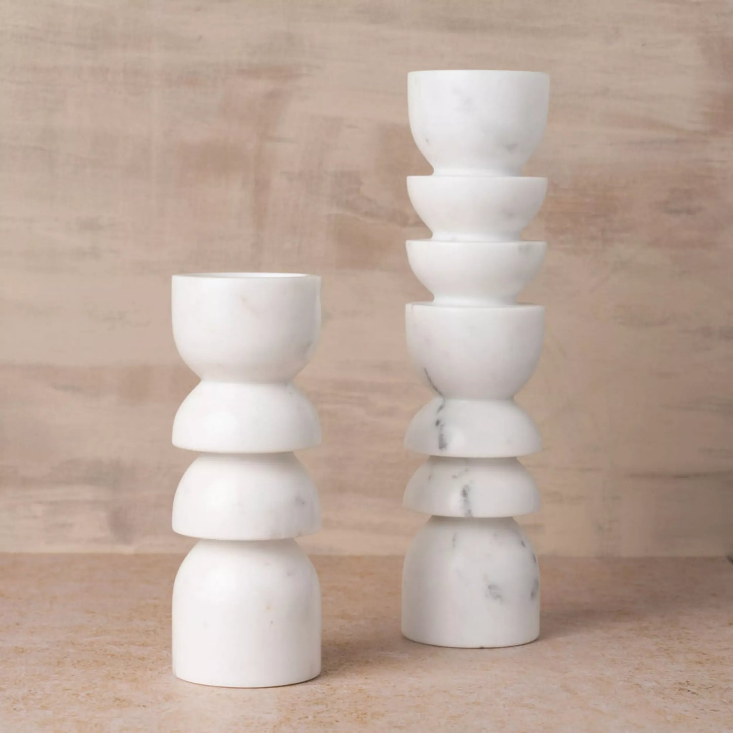 Alev Marble Candle Holder Large - White