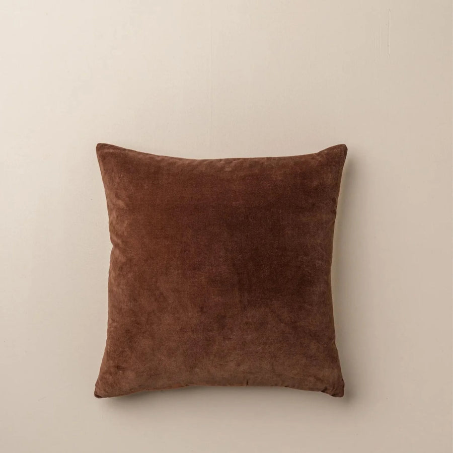 Linen/Velvet Square Cushion - Chocolate