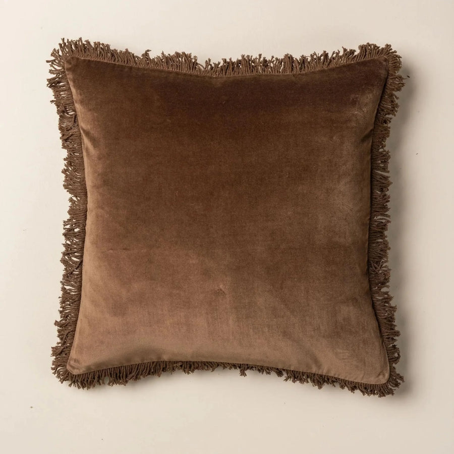 Velvet Square Cushion - Chocolate