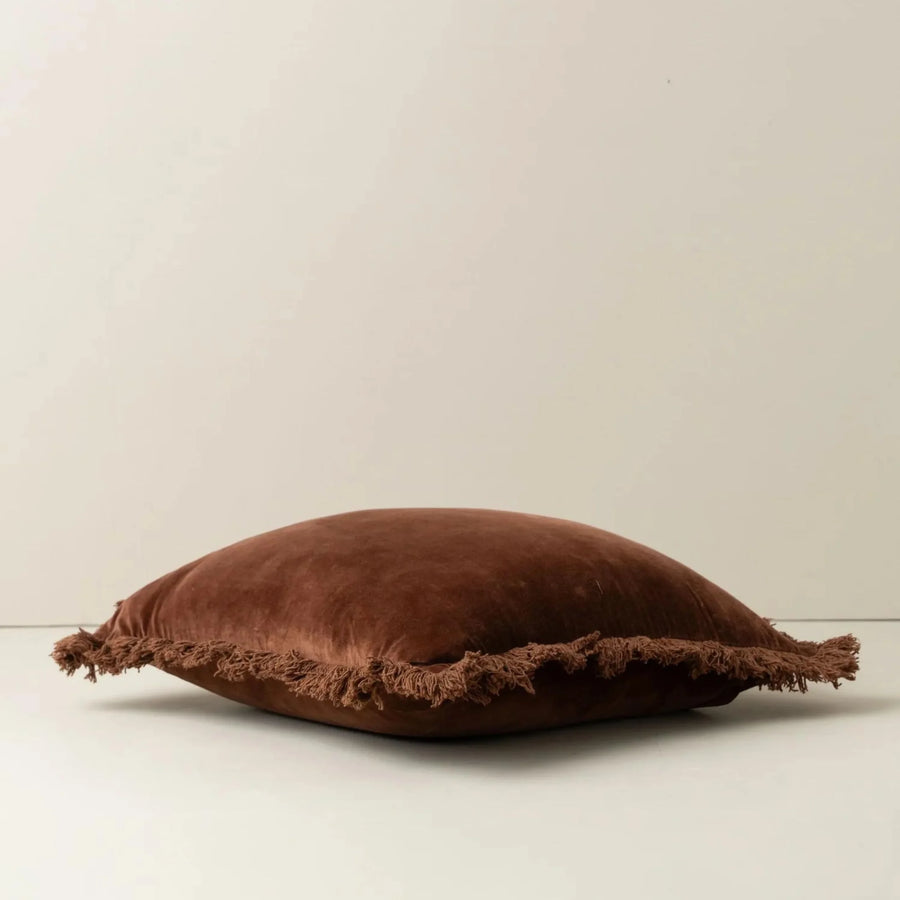 Velvet Square Cushion - Chocolate