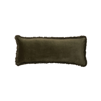 Velvet Bolster Cushion - Dark Olive