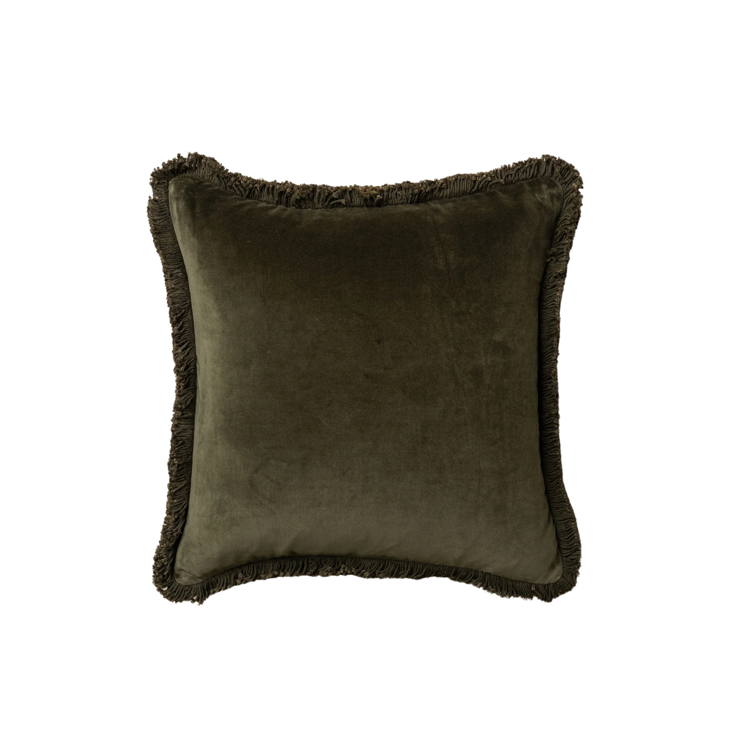 Velvet Square Cushion - Dark Olive