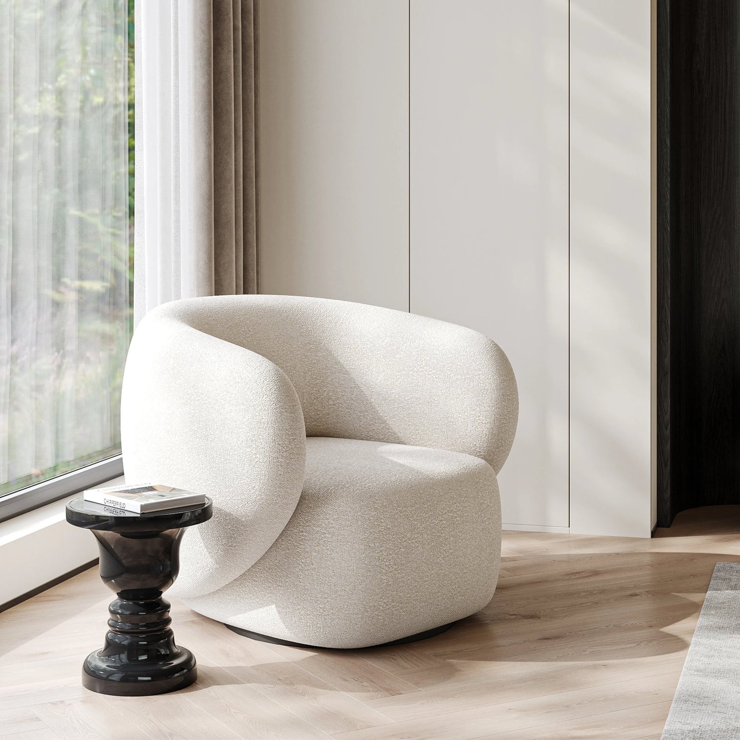 Swell Swivel Armchair - Maya Cream Boucle