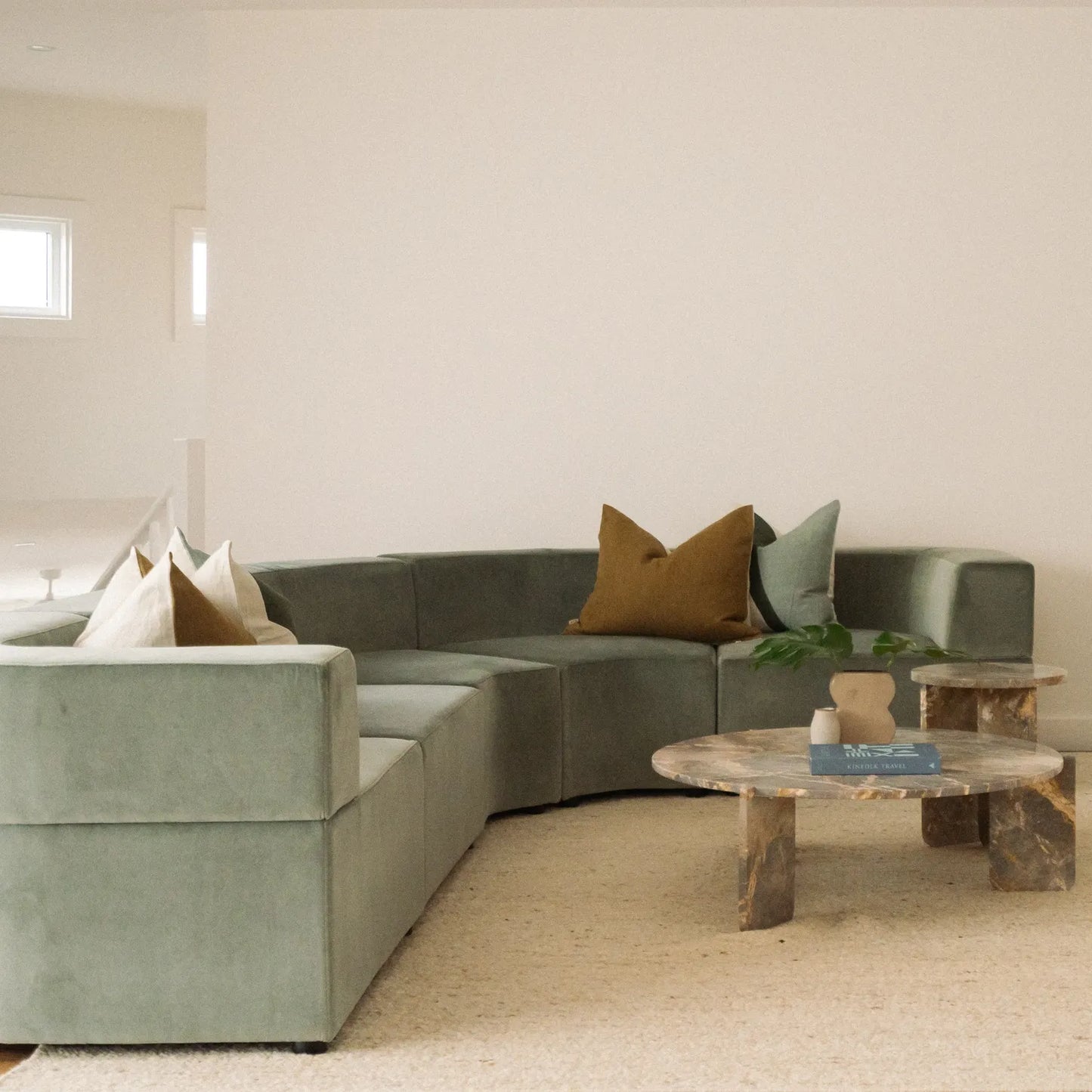 Stretch Angled Corner Sofa - Opal Ocean