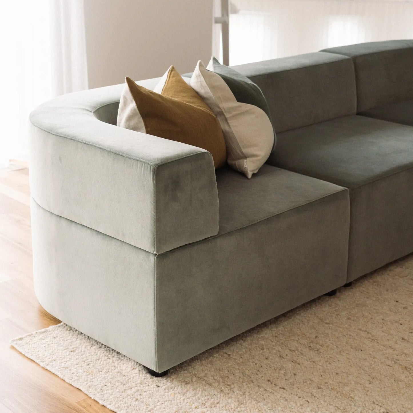 Stretch Angled Corner Sofa - Opal Ocean