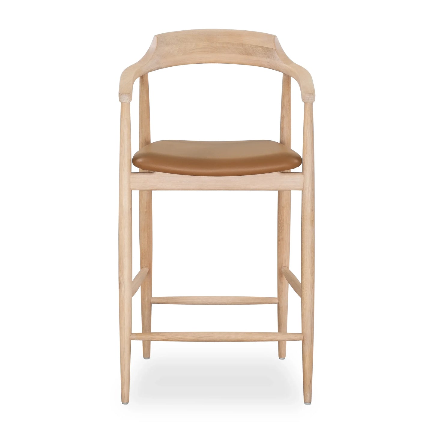 Profile Bar Stool 65cm - Oak / Tan leather