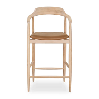 Profile Bar Stool 65cm - Oak / Tan Leather