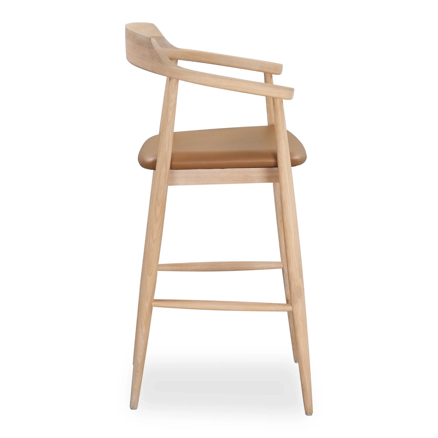 Profile Bar Stool 65cm - Oak / Tan leather