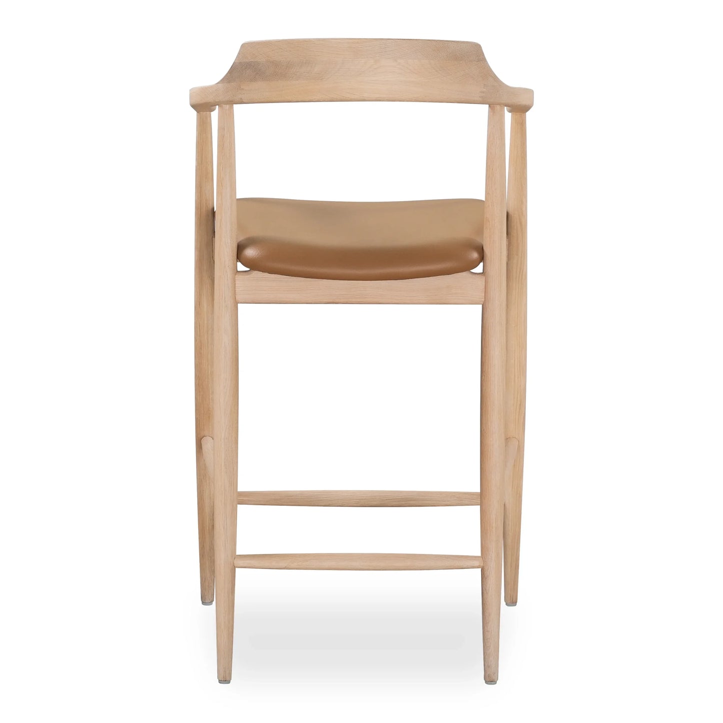 Profile Bar Stool 65cm - Oak / Tan leather