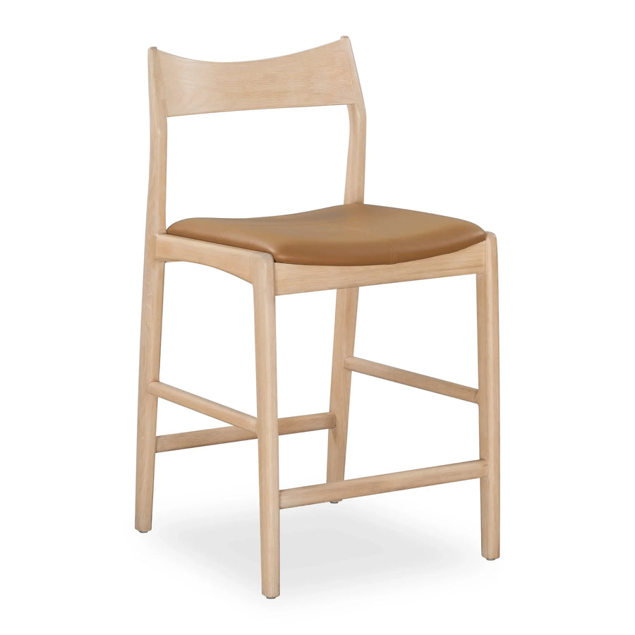 Eclipse Bar Stool 65cm - Oak / Tan Leather