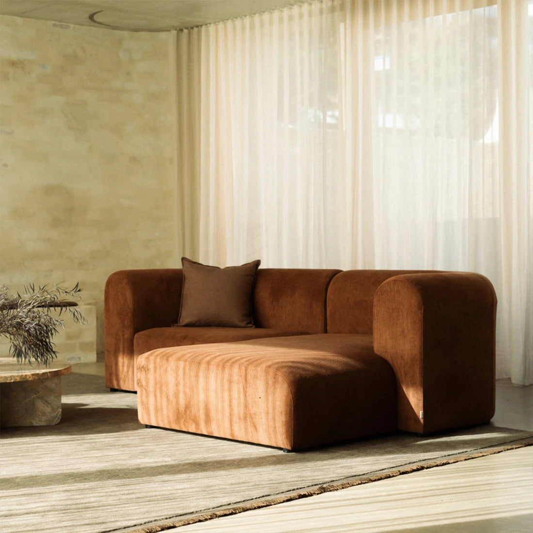 Berg 3 Seater RHF Chaise Sofa - Corduroy Cocoa