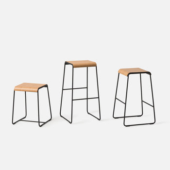 S2 Stool 72.5cm - Black/Oak