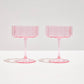 Wave Coupe Glass Set Of 2 - Pink