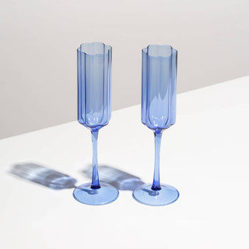 Wave Flute Glass set of 2 - Blue