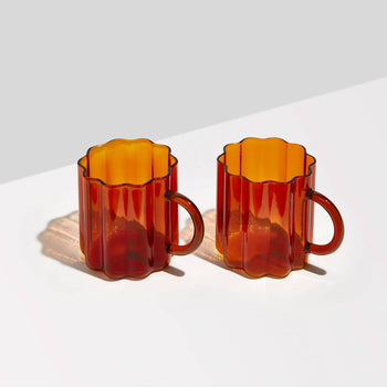 Wave Mug set of 2 - Amber