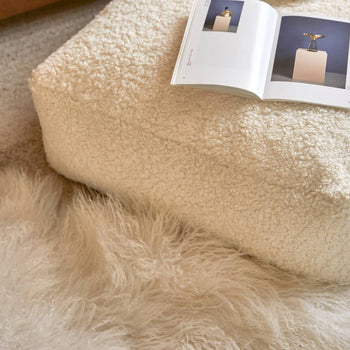 Lamb Square Ottoman - Cream Boucle Glore 102