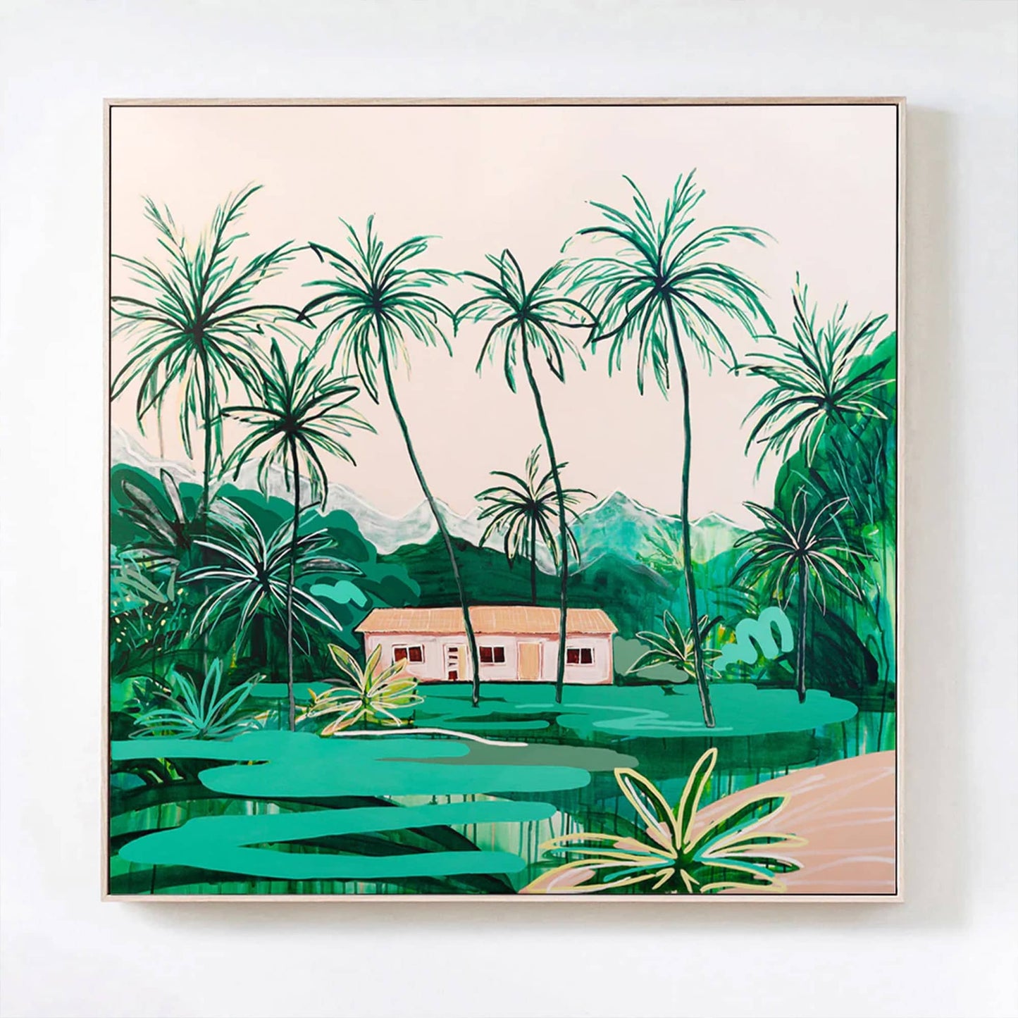 Island Treasure Canvas Print 120cm x 120cm White Frame