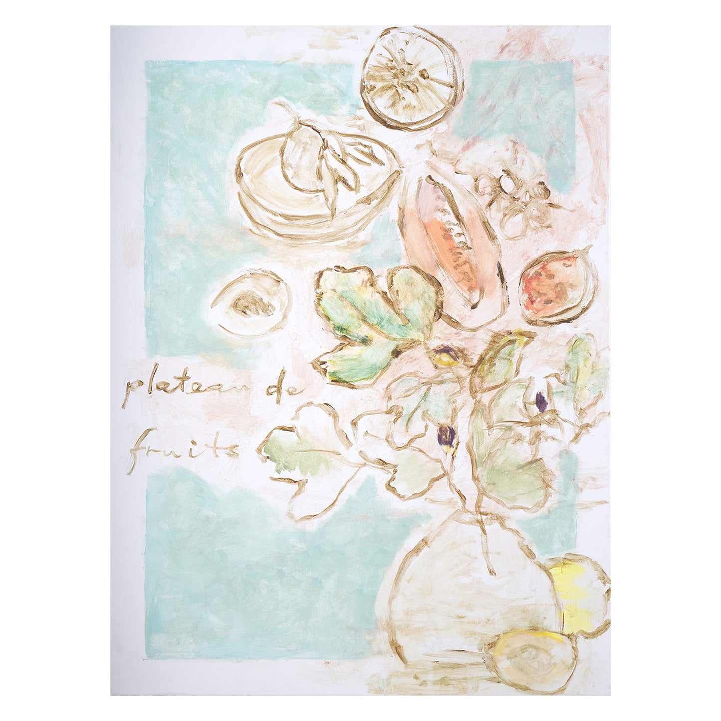 Plateau De Fruits Canvas Print 52Cm x 70Cm White Frame