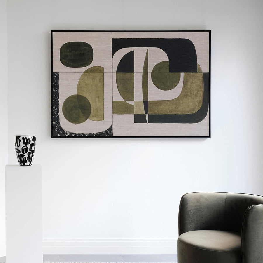 Olive Green Canvas Print 120cm x 80cm Black Frame