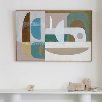 Stucco Glaucous Canvas Print 46cm x 30cm Oak Frame